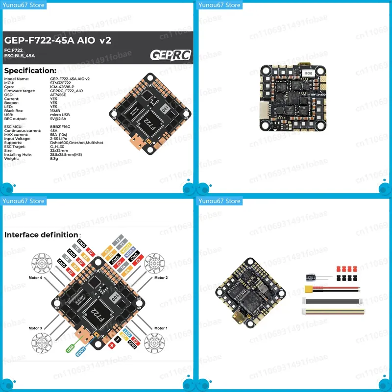 Drone Racing Flight Controller - GEPRC GEP-F722-45A AIO V2 uçuş kontrolörü